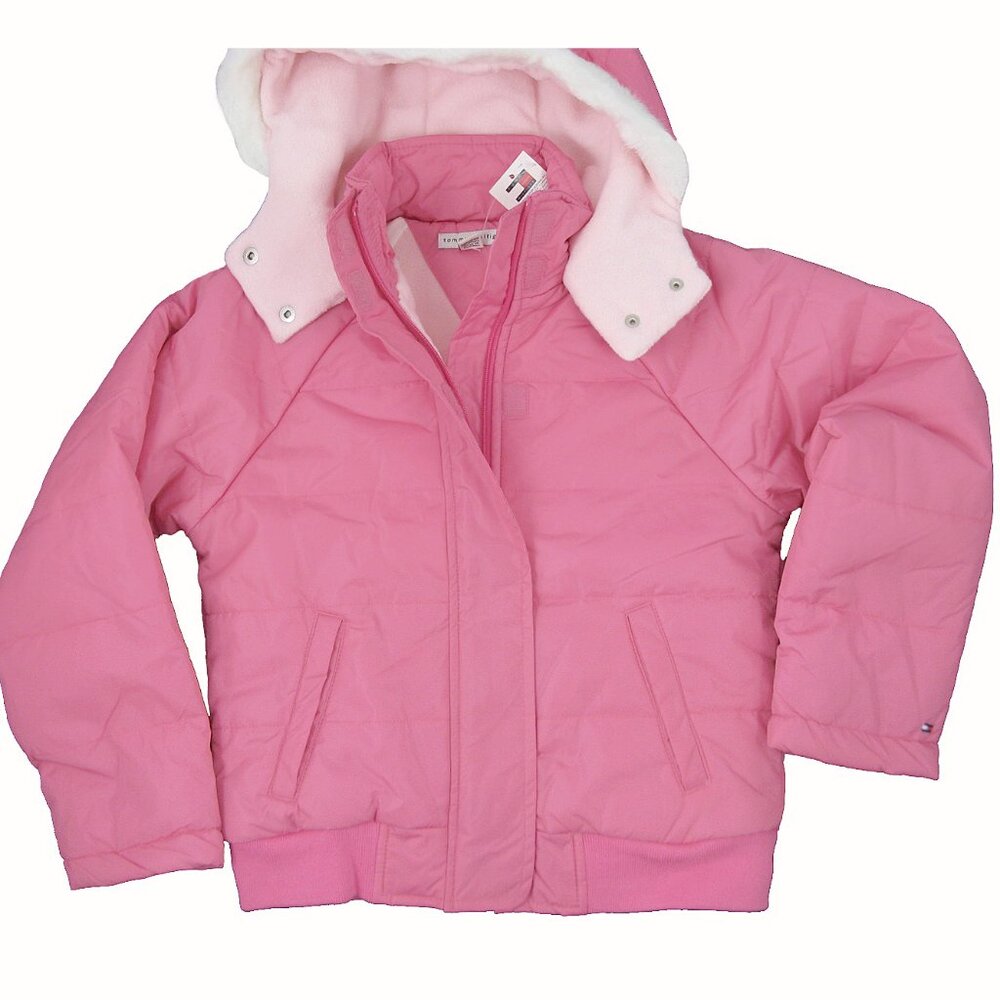 NEW Tommy Hilfiger Girls Winter Jacket! Pink Fleece Lined Hood Insulated